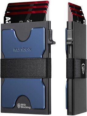 〽️Men Matta Navy Blue Slim 6+6 Card Holder Minimalist RFID Blocking Wallet